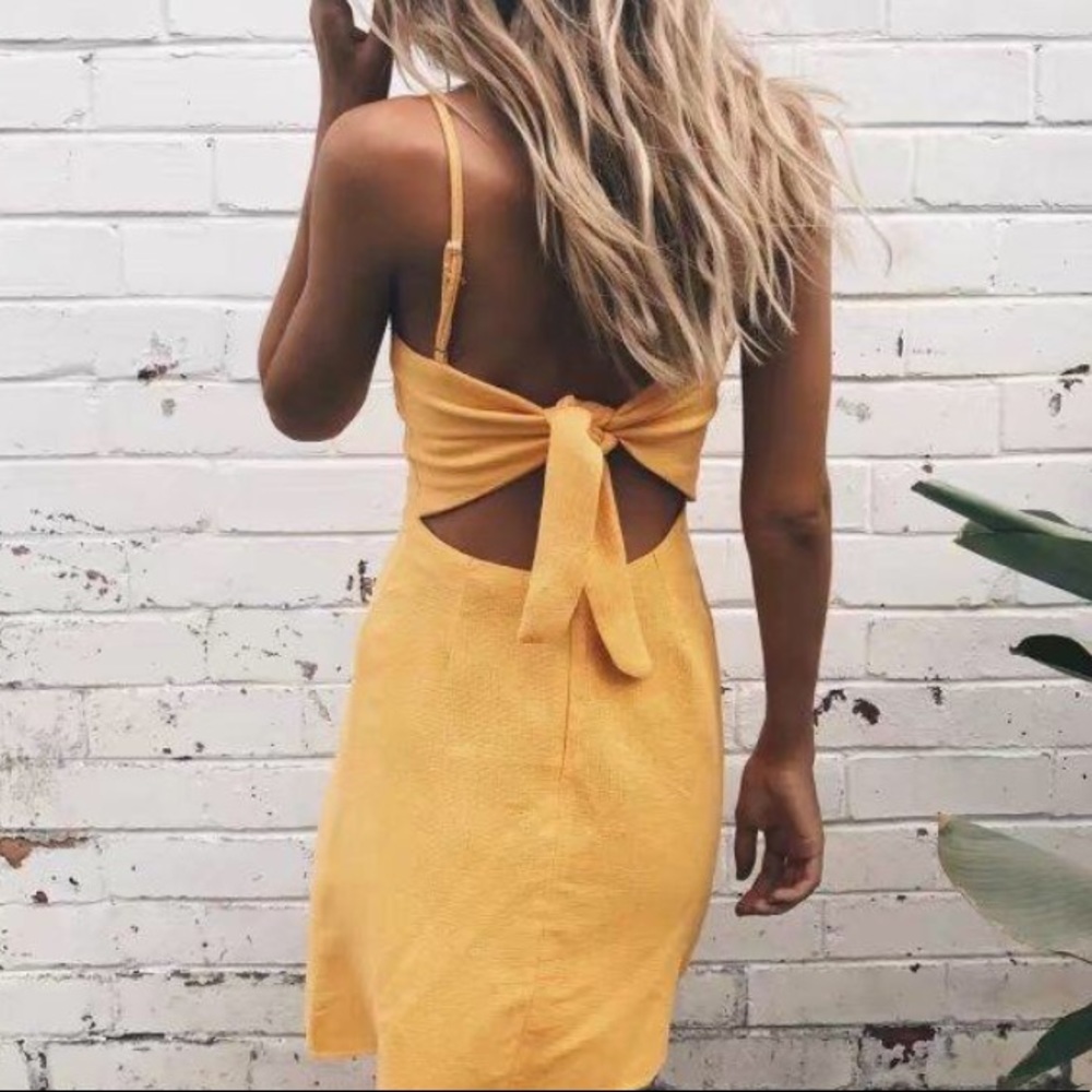 LAST ONE❣️ ‘Sarah’ Canary Yellow Summer Slip Dress - Picture 2 of 6